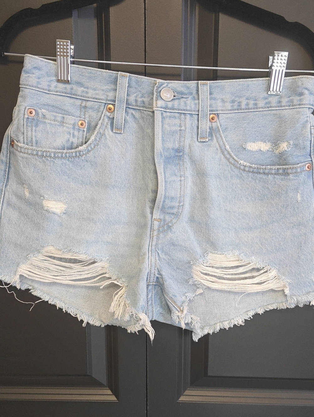 Levi's Light Blue Distressed Denim Cutoff Shorts
